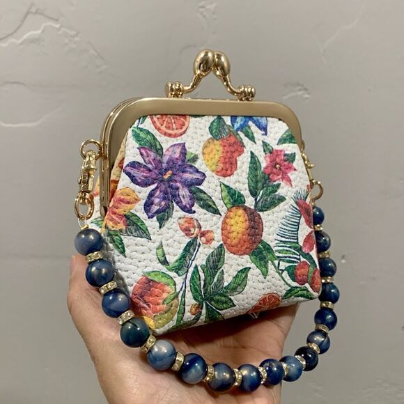 Handmade Genuine Leather Floral Embossed Wristlet/Coin Pouch/Crossbody - Picture 9 of 15